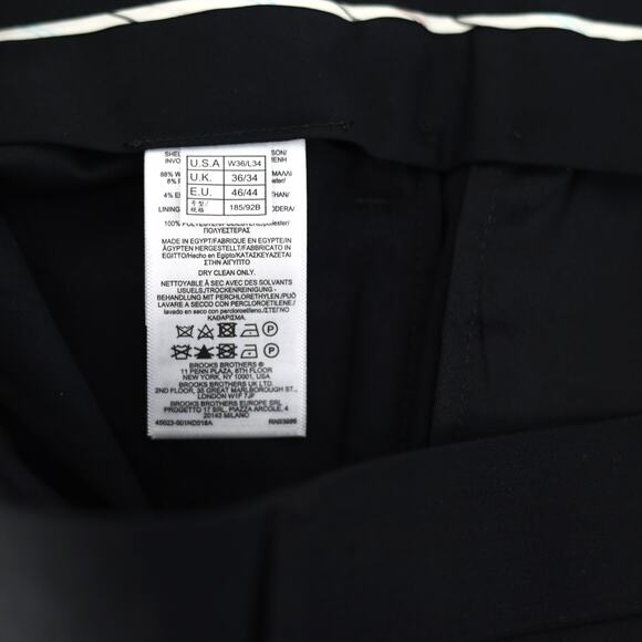 Brooks Brothers Men's Black Wool Blend Regent Classic Suit Pants Size W36 L34 - Picture 5 of 6